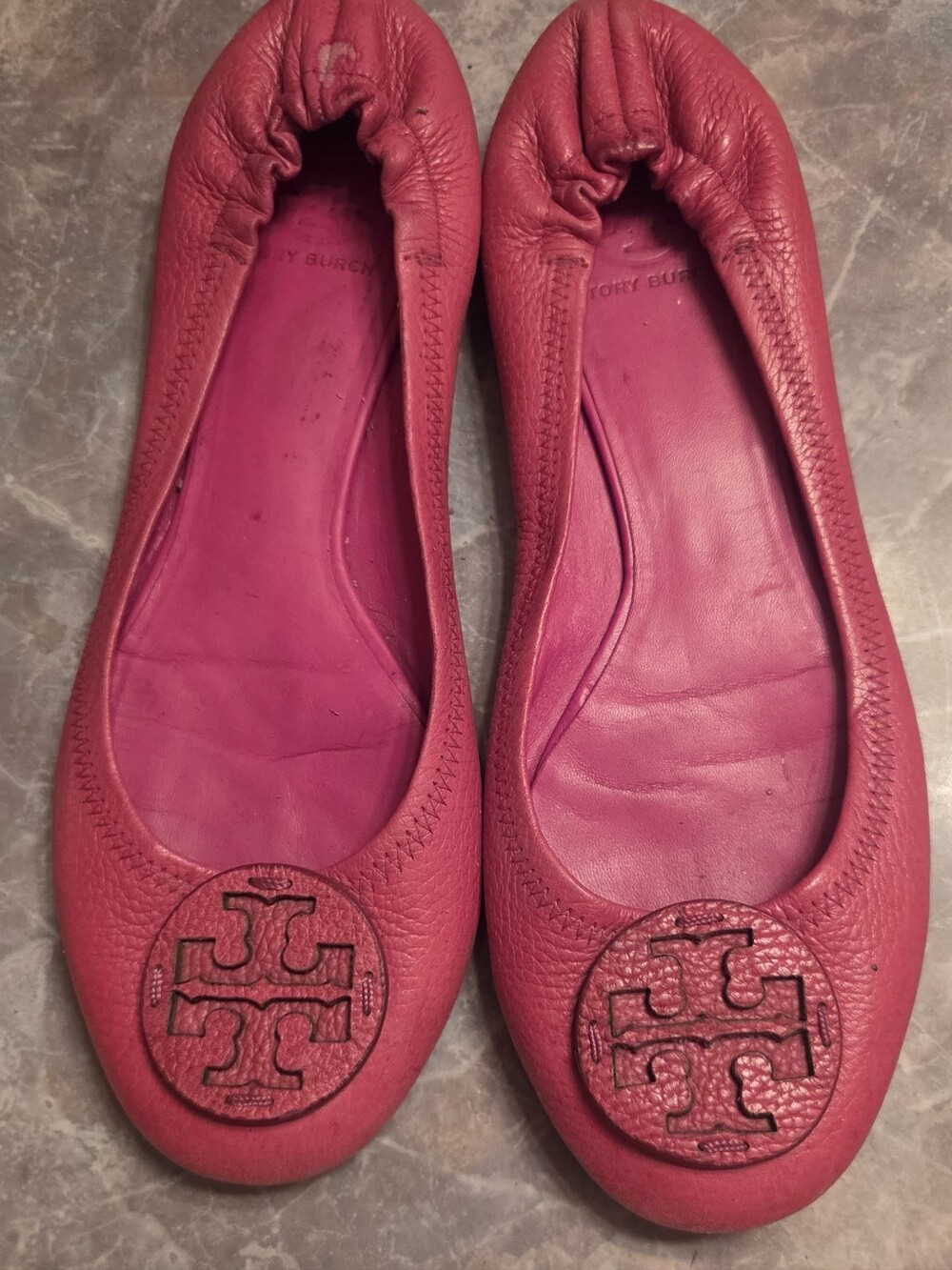 Tory Burch Pink Leather Reva Ballet Flats